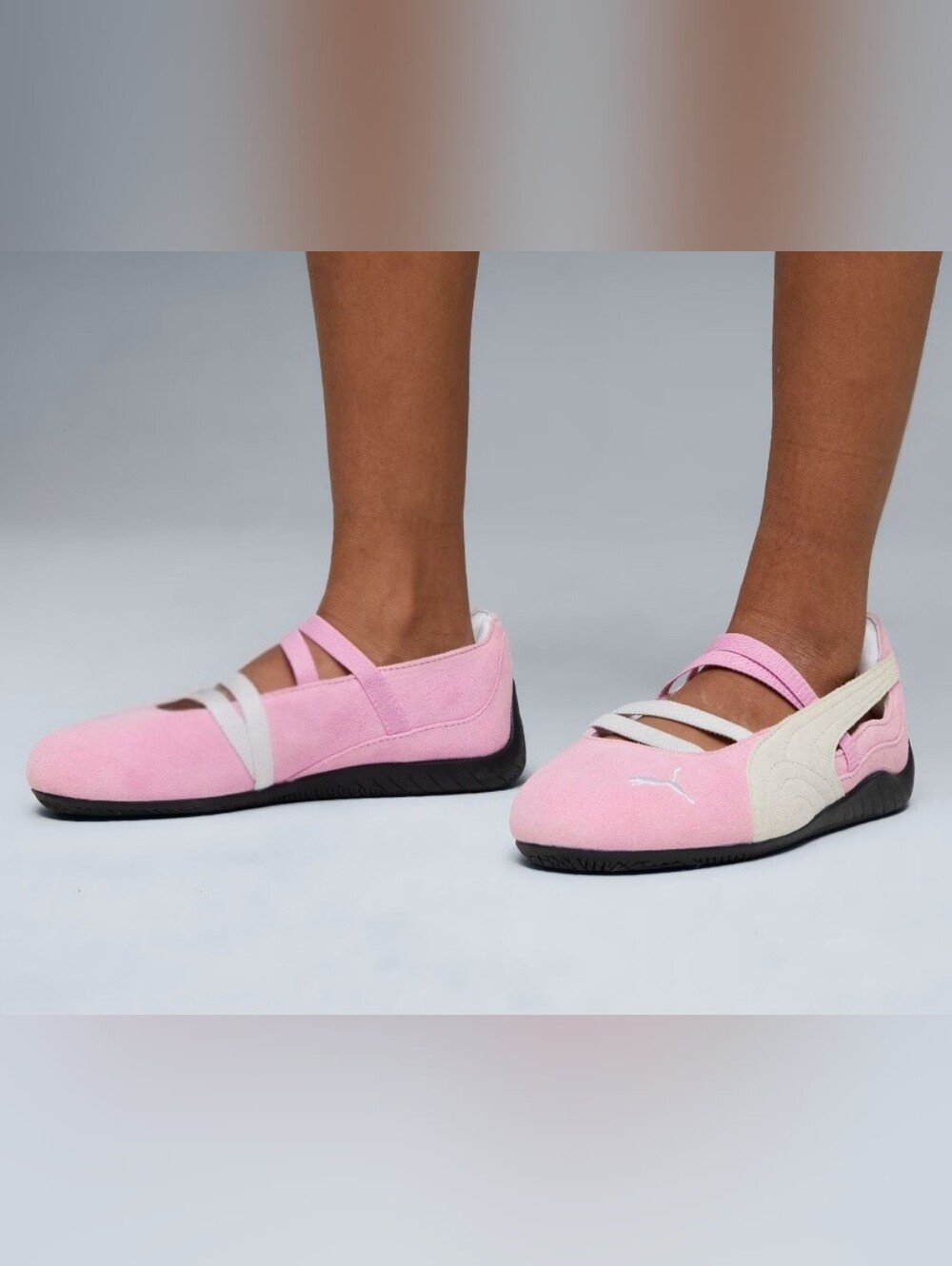 Puma Speed Ballet Flats- Pink White Suede - 38